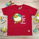 T-Shirt Infantil Vermelha Ovelha Deixou As Noventa E Nove