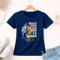 Camiseta Feminina Azul Brasil Feliz é a Nação