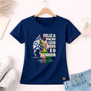 Camiseta Feminina Azul Brasil Feliz é a Nação