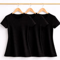 Kit 3 Camisetas Feminina Lisa Preta