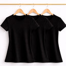 Kit 3 Camisetas Feminina Lisa Preta