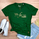 Camiseta Feminina Verde Quem Planta Fé Dourado