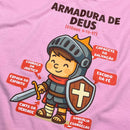 T-Shirt Infantil Rosa Armadura De Deus