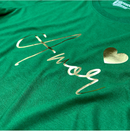T-Shirt Infantil Verde Amor Coração Dourado