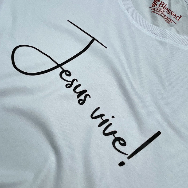 Camiseta Feminina Branca Jesus Vive!