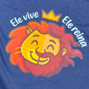 T-Shirt Infantil Azul Leão Jesus Ele Vive Ele Reina