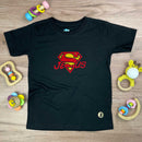 T-Shirt Infantil Preta Jesus Superman