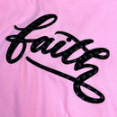 Camiseta Feminina Rosa Aplique Faith