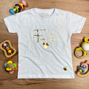T-Shirt Infantil Branca Família Coração  Dourado