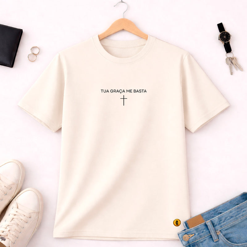 Camiseta Masculina Off White Tua Graça Me Basta