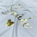 Camiseta Feminina Branca Saúde Coração Dourado