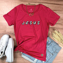 Camiseta Feminina Pink Aplique J.E.S.U.S