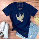 Camiseta Feminina Azul Pomba da Paz