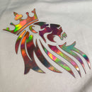 Camiseta Masculina Off White Leão Coroa Aplique Dourado