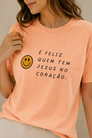 Camiseta Feminina Salmão Jesus no Coração
