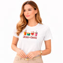 Camiseta Feminina  Branca Jesus & Coffee
