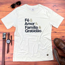 Camiseta Masculina Off White Fé & Amor Dourado