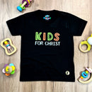 T-Shirt Infantil Preta Aplique Kids For Christ