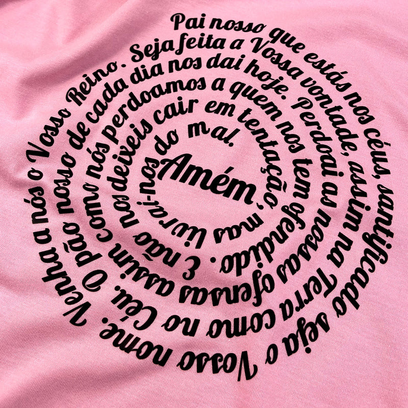 Camiseta Feminina Rosa Oração Pai Nosso