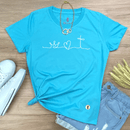 Camiseta Feminina Turquesa Coroa Coração
