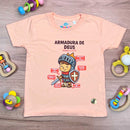 T-Shirt Infantil Salmão Armadura De Deus