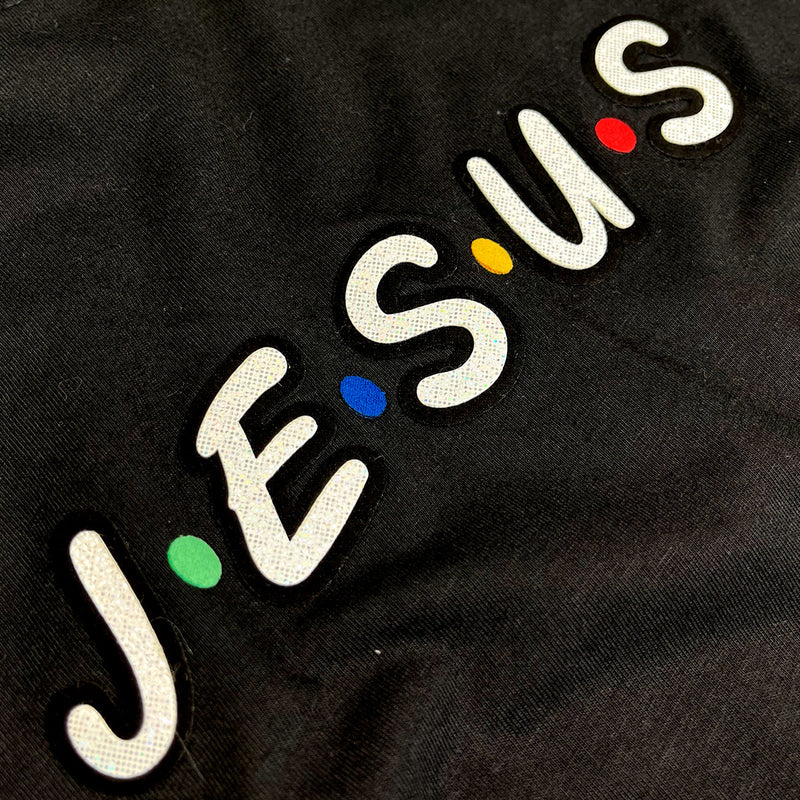 Camiseta Masculina Preta Aplique J.E.S.U.S