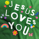 T-Shirt Infantil Verde Jesus Loves You