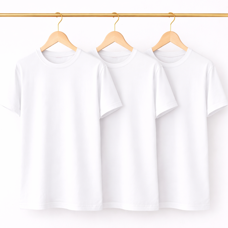 Kit 3 Camisetas Masculina Lisa Branca