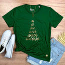 Camiseta Feminina Verde Árvore Fé Paz Dourado