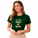Camiseta Feminina Verde A Tua Graça Me Basta  Aplique
