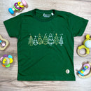 T-Shirt Infantil Verde Árvores Natal