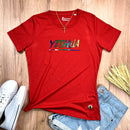 Camiseta Feminina Vermelha Aplique Camaleão Yeshua