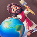 T-Shirt Infantil Marrom Jesus Pintor Do Mundo