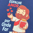 T-Shirt Infantil Azul Espalhe Amor Por Onde For