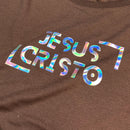 Camiseta Feminina Marrom Jesus Cristo Holográfico