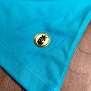 Camiseta Feminina Turquesa Aplique Jesus Glitter Dourado