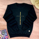 Moletom Preto Cruz Dourada Jesus Cristo