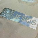 Moletom Caqui Aplique Jesus Glitter Dourado