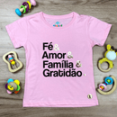 T-Shirt Infantil Rosa Fé & Amor Dourado