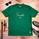 Camiseta Masculina Verde Saúde Coração Dourado