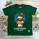 T-Shirt Infantil Verde Eu Venci o Mundo