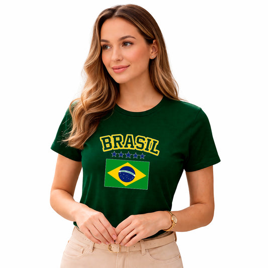Camiseta Feminina Verde Brasil Bandeira