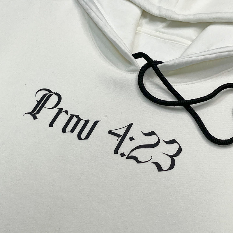 Moletom Canguru Com Capuz Off White Guarda Teu Coração Prov 4:23