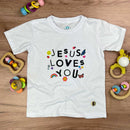 T-Shirt Infantil Branca Jesus Loves You