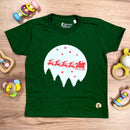 T-Shirt Infantil Verde Papai Noel Trenó