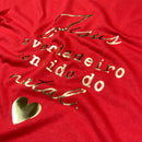 T-Shirt Infantil Vermelha Jesus o Verdadeiro Sentido do Natal Dourado