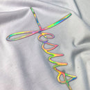 Camiseta Feminina Branca Aplique Cruz Jesus