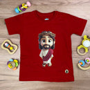 T-Shirt Infantil Vermelha Jesus Desenho