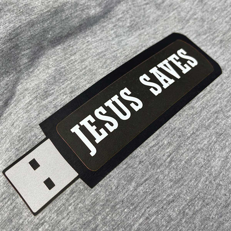 T-Shirt Infantil Cinza Pen Drive Jesus Saves