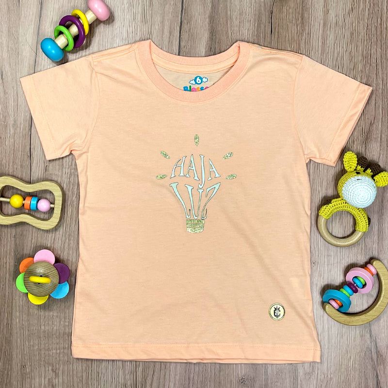 T-Shirt Infantil Salmão Haja Luz